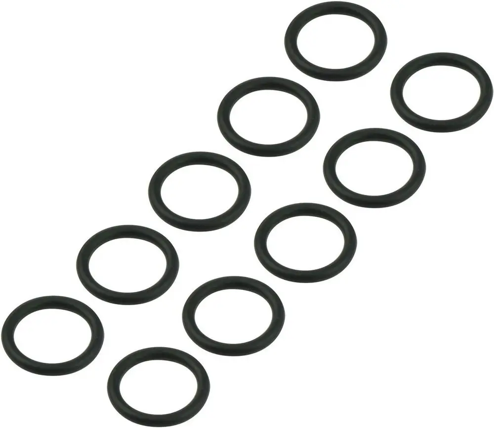 Schwarze O-Ringe in einem Layout, die in einer Produktgruppe von Bosch verwendet werden. 10 Stück sind auf dem Bild zu sehen, gleichmäßig angeordnet.